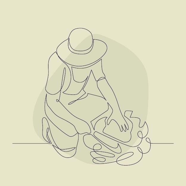 Hand drawn farmer  drawing illustration