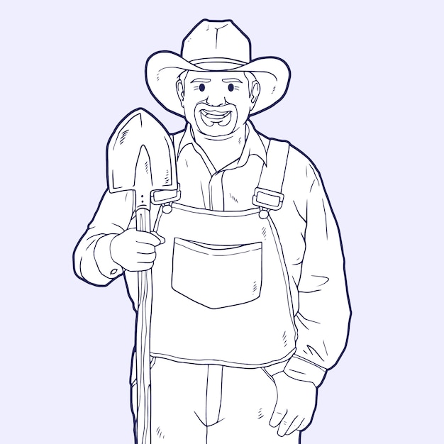 Free vector hand drawn farmer  drawing illustration