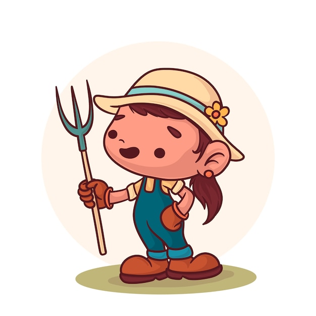 Free Vector hand drawn farmer drawing illustration