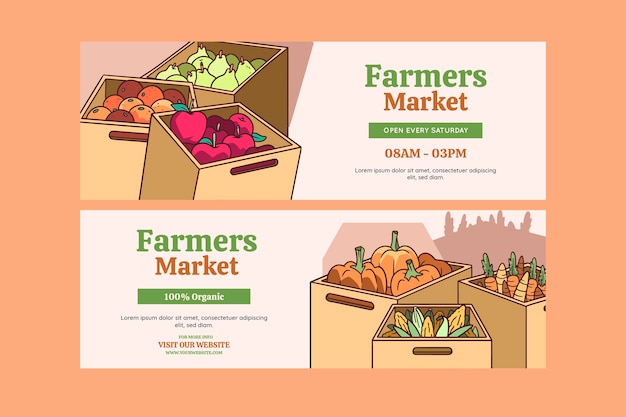 Free Vector hand drawn farmer's market banners