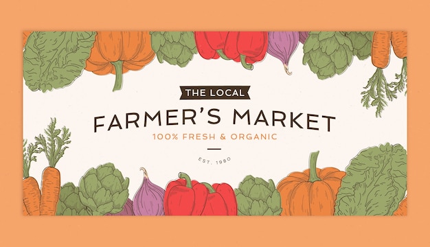 Hand drawn farmers market banner