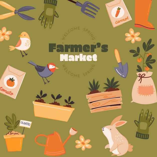 Free vector hand drawn farmers market illustration