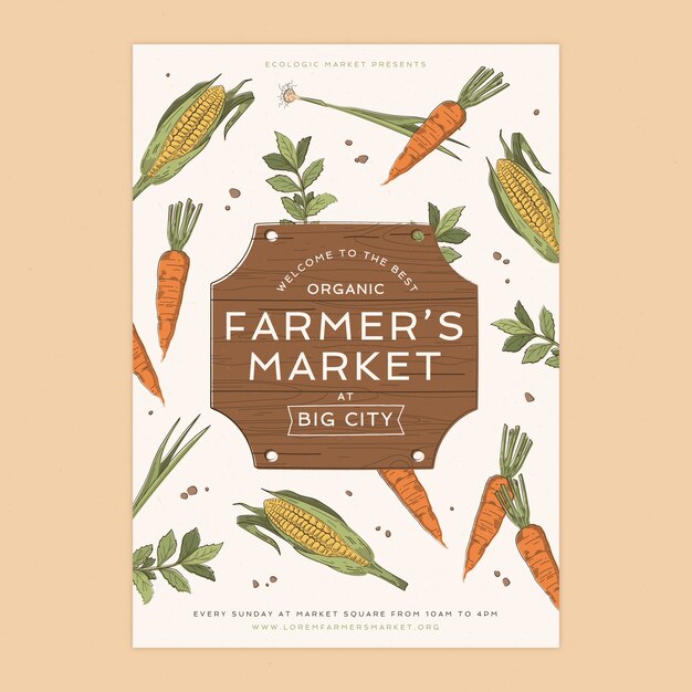 Hand drawn farmers market poster