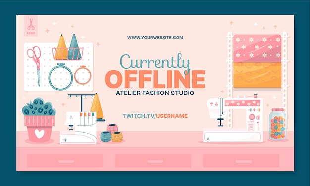 Hand drawn fashion atelier twitch background