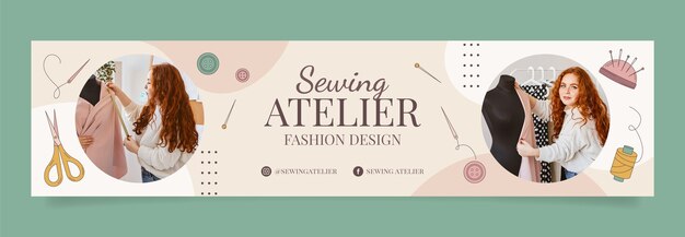 Hand drawn fashion atelier twitch banner