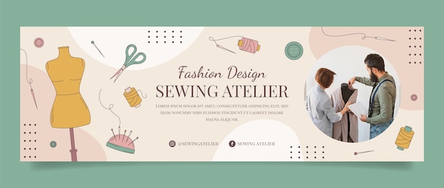 Hand drawn fashion atelier twitter header