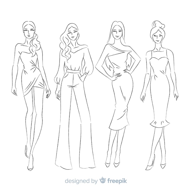 Free Vector hand drawn fashion sketch collection