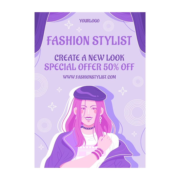 Hand drawn fashion stylist poster