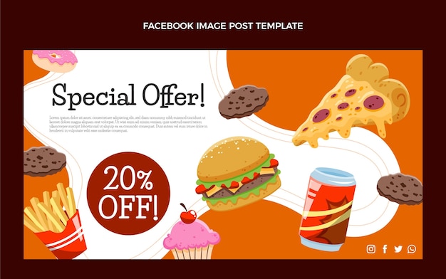 Free Vector hand drawn fast food facebook post