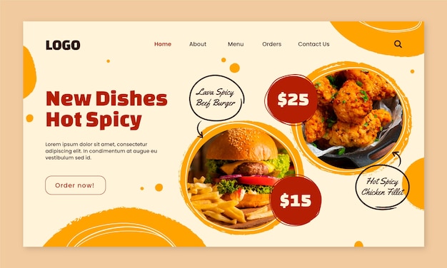 Free Vector hand drawn fast food landing page