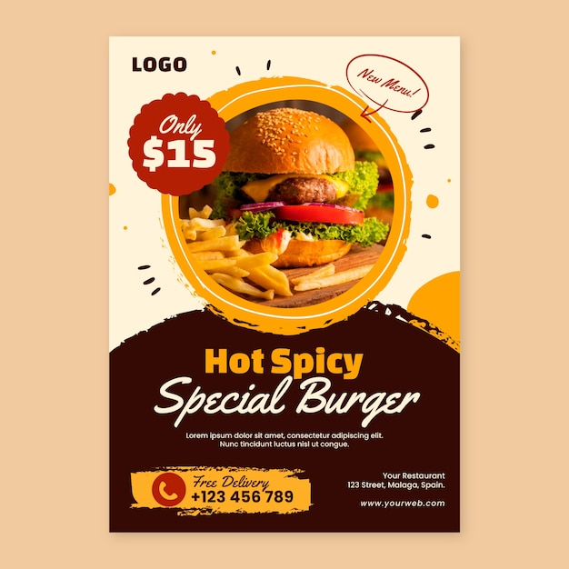 Free Vector hand drawn fast food poster