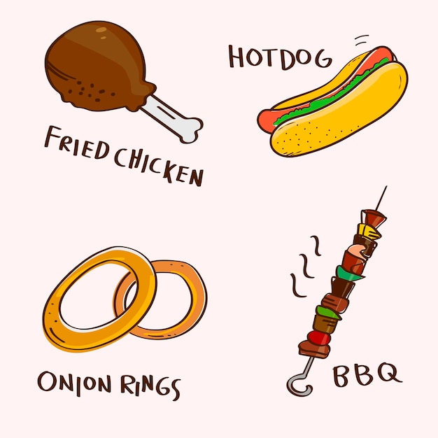 Free Vector hand drawn fast food vector set