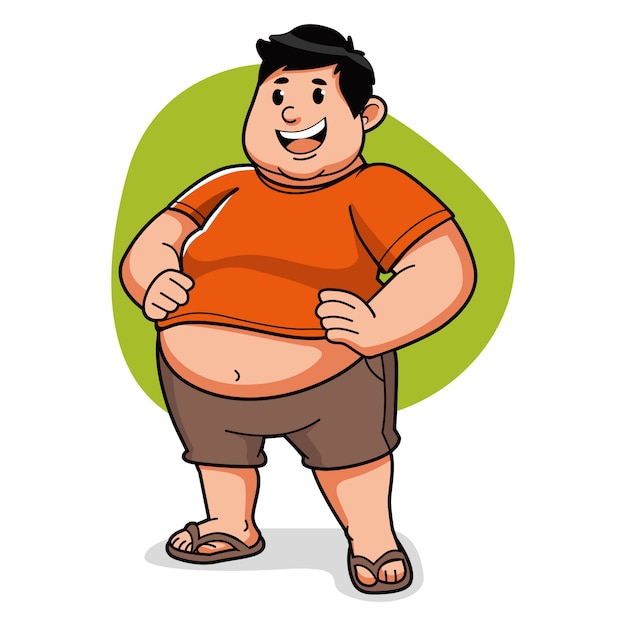 Hand drawn fat person cartoon illustration