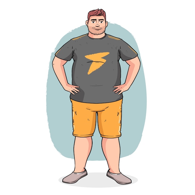 Free vector hand drawn fat person cartoon illustration