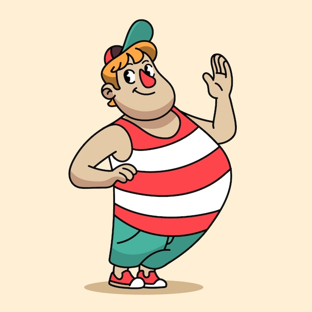 Hand drawn fat person cartoon illustration