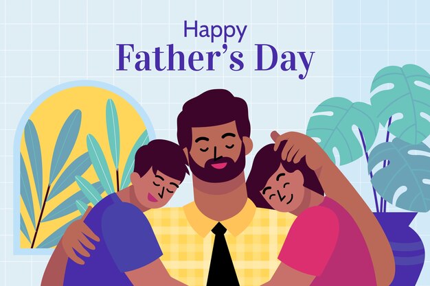 Hand drawn father's day background with kids