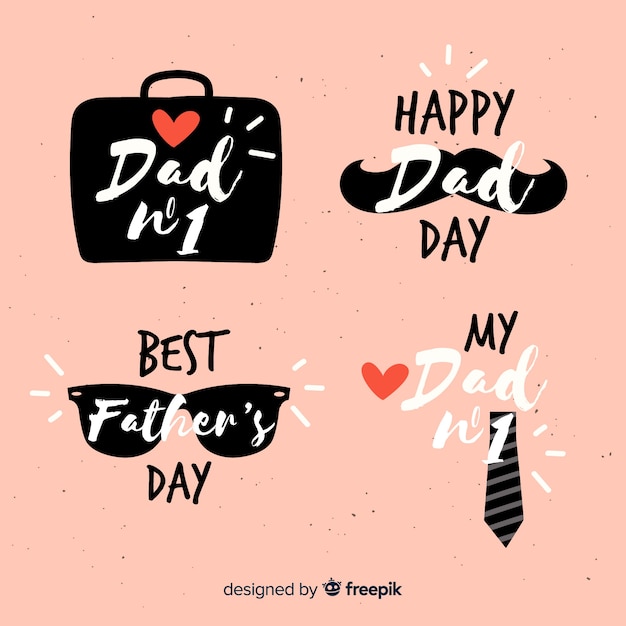 Free Vector hand drawn father's day badge collection