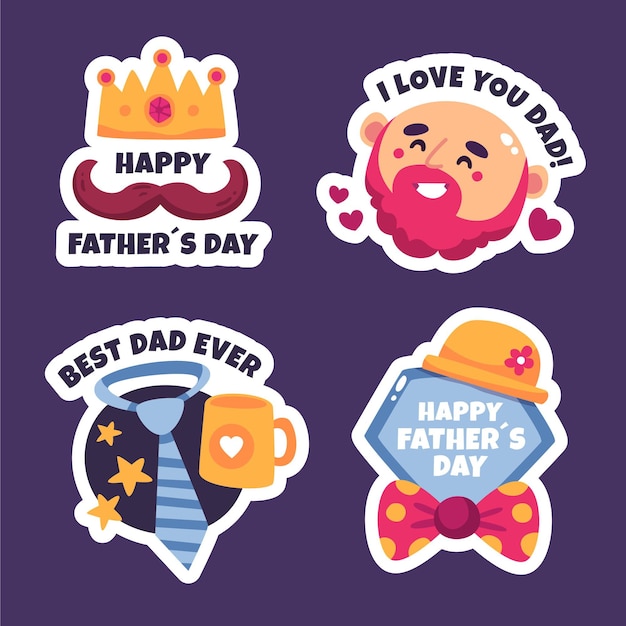 Hand drawn father's day badge collection