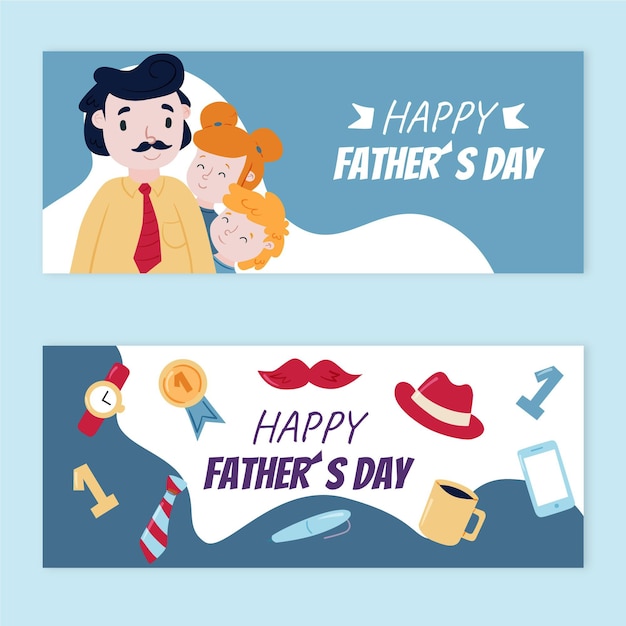 Hand drawn father's day banners set