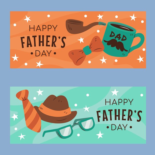 Hand drawn father's day banners set