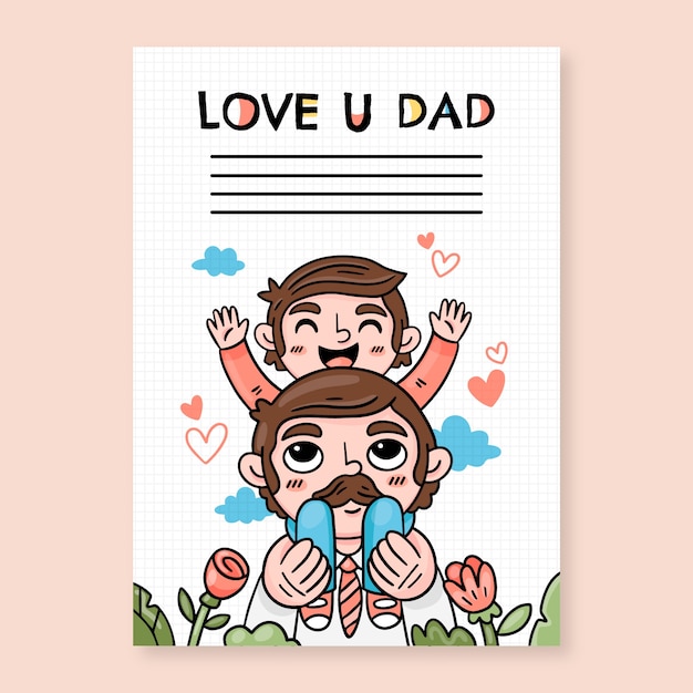 Free Vector hand drawn father's day greeting card template