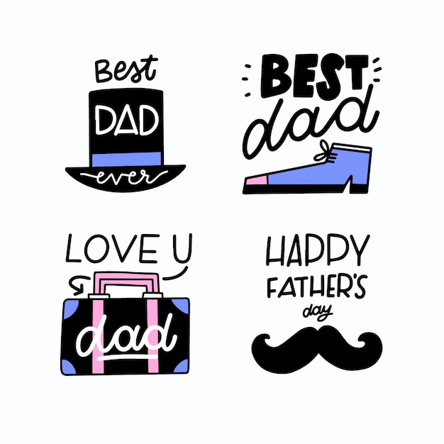 Free vector hand drawn father's day labels collection