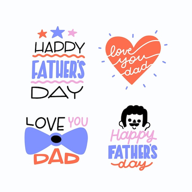 Free Vector hand drawn father's day labels pack