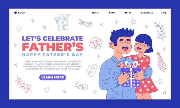 Hand drawn father's day landing page template