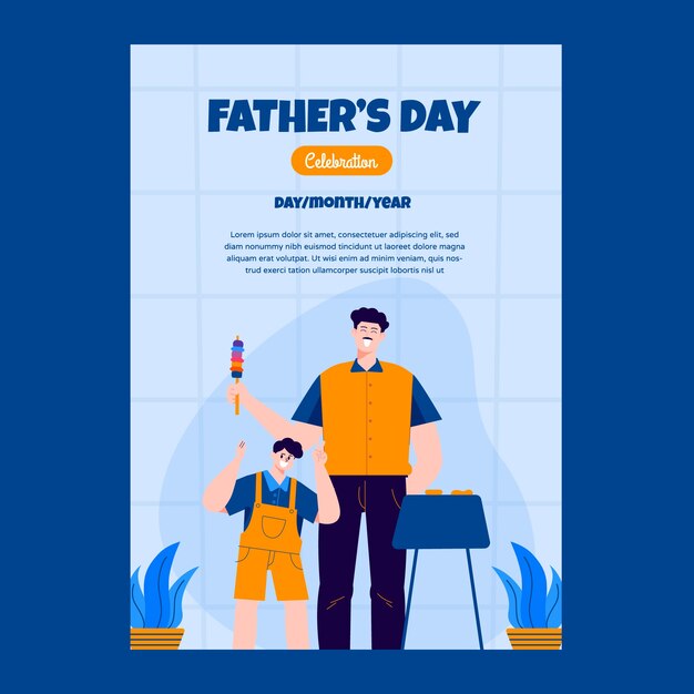 Hand drawn father's day poster with barbecue