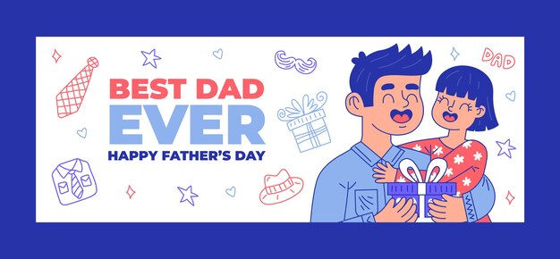 Hand drawn father's day social media cover template