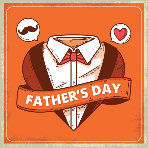 Hand drawn father's day with heart and mustache