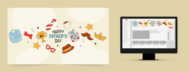 Free Vector hand drawn father's day youtube channel art