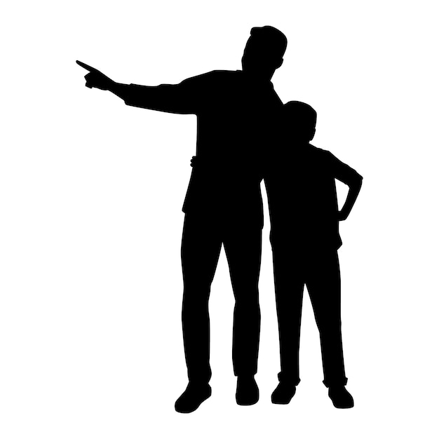 Hand drawn father and son silhouette