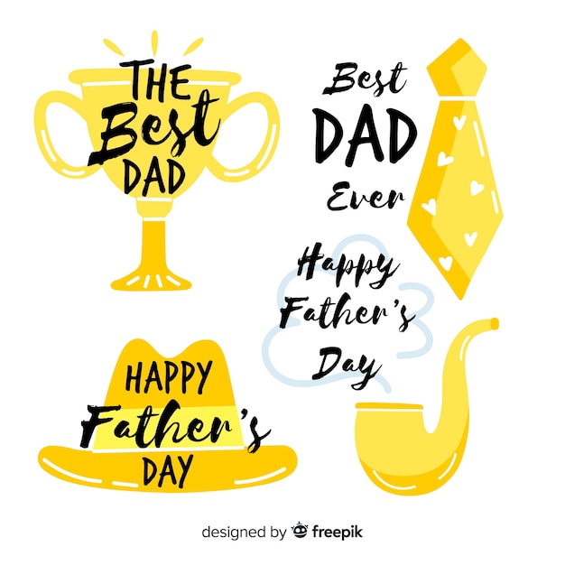 Free Vector hand drawn fathers day badge collection