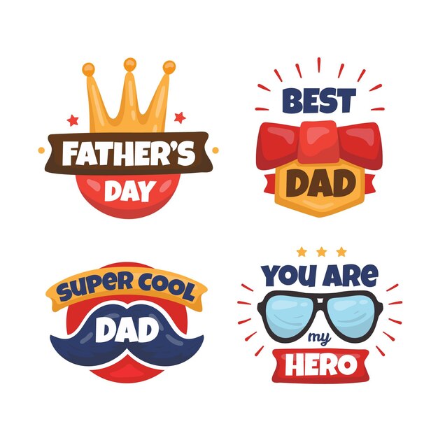 Hand drawn fathers day badges