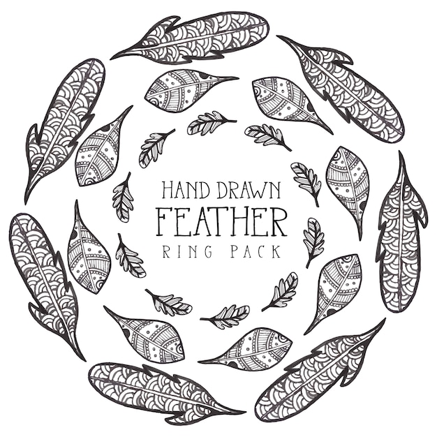 Free Vector hand drawn feather ring collection