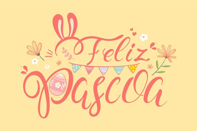 Hand drawn feliz pascoa illustration