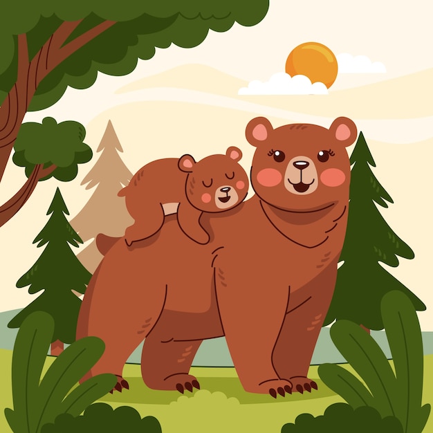 Free Vector hand drawn female bear illustration