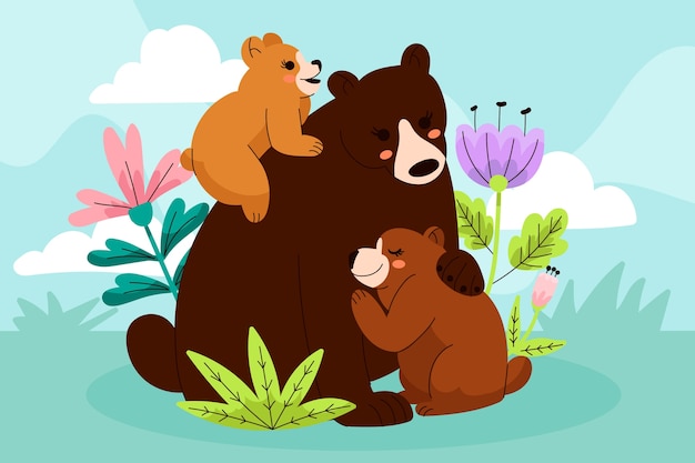 Free Vector hand drawn female bear illustration