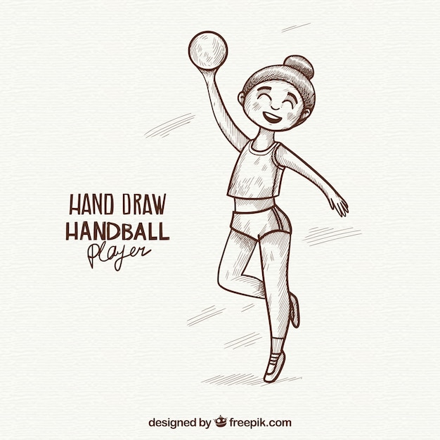 Hand drawn female handball player