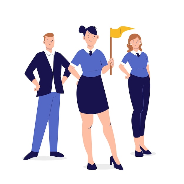 Free Vector hand drawn female team leader illustrated