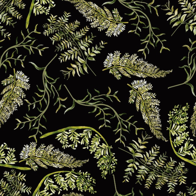 Hand drawn fern leaves seamless pattern design