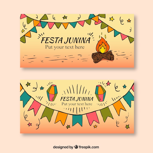 Free Vector hand drawn festa junina banners