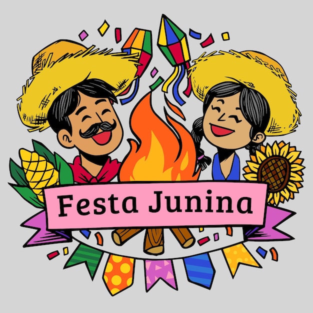 Hand drawn festa junina concept