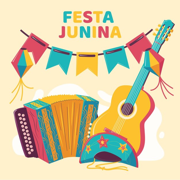 Hand drawn festa junina concept