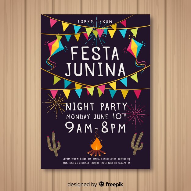 Hand drawn festa junina flyer template