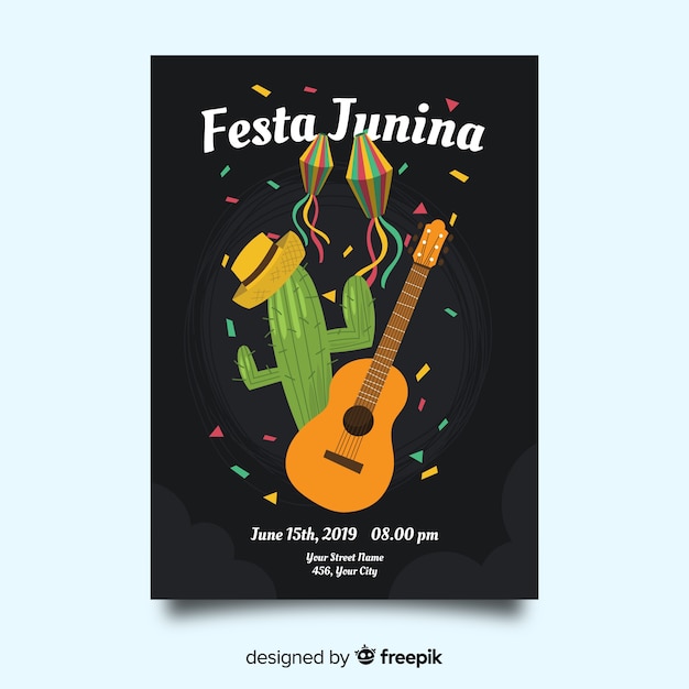 Free Vector hand drawn festa junina poster template