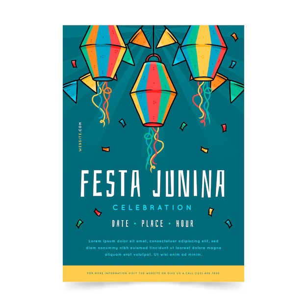 Free Vector hand drawn festa junina vertical poster template