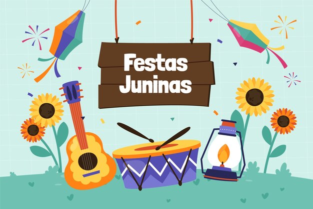 Hand drawn festas juninas background