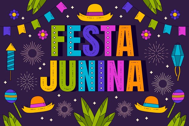 Hand drawn festas juninas background